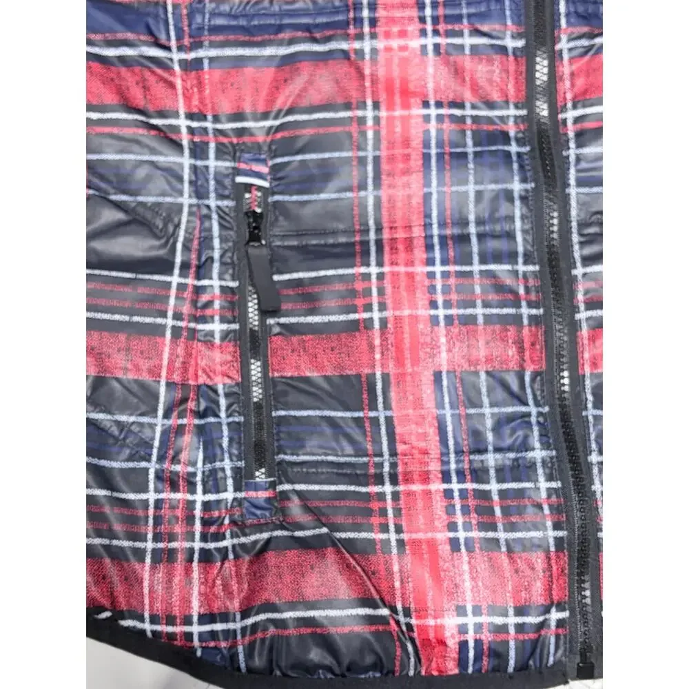 Tribal Red Plaid Puffer Quilted Vest size Large